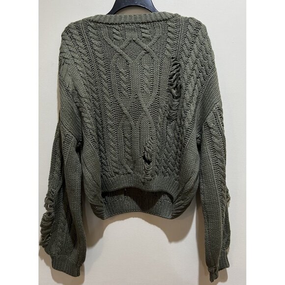 NWT~ Rue 21 V-Neck Distressed Long Sleeve Sweater Size Medium ~ Green - Picture 3 of 4